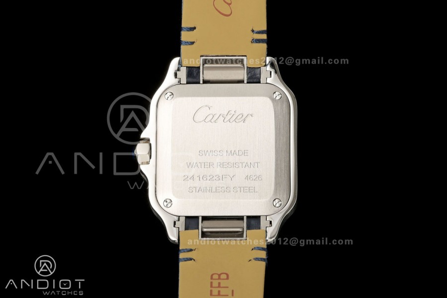 Santos De Cartier 27mm YG Bezel DRF SS/LE Silver Dial Alligator Leather Strap Quartz