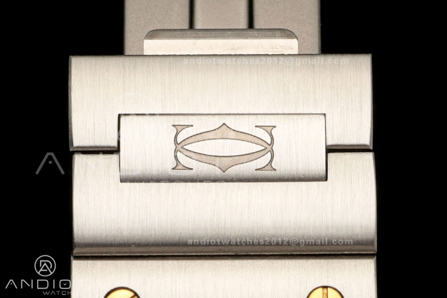 Santos W2SA0033 27x34mm DRF 1:1 Best Edition Silver Dial ON SS/YG SmartLinks Bracelet Ronda Quartz