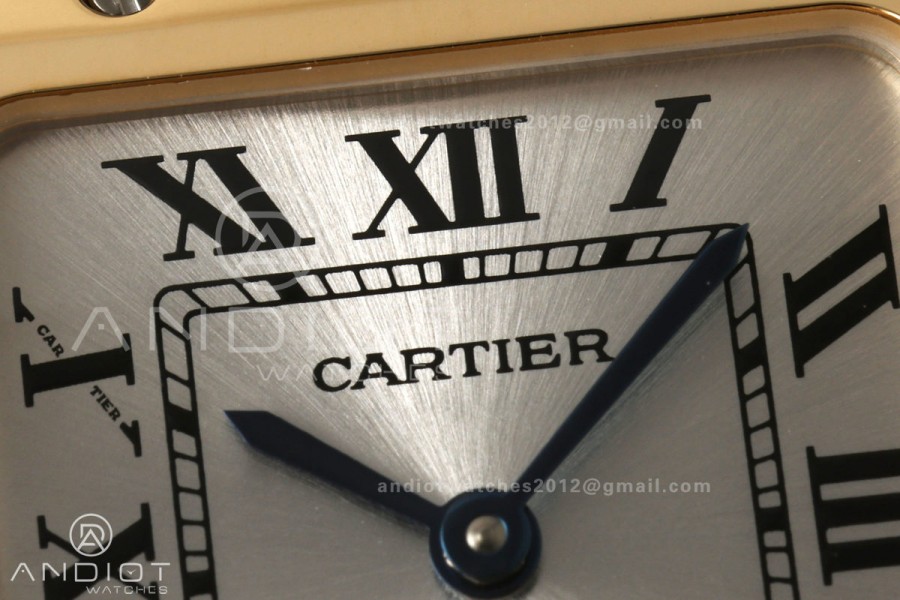 Santos W2SA0033 27x34mm DRF 1:1 Best Edition Silver Dial ON SS/YG SmartLinks Bracelet Ronda Quartz