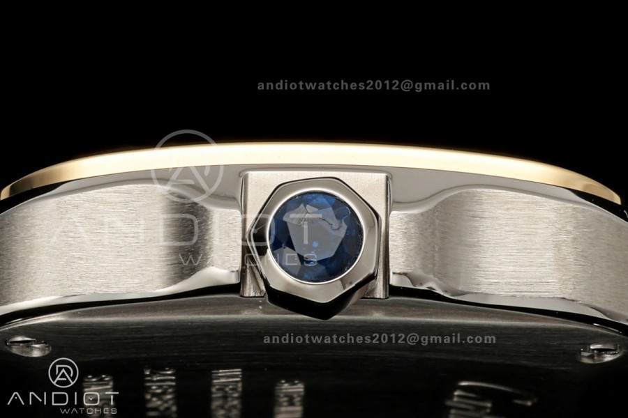 Santos W2SA0033 27x34mm DRF 1:1 Best Edition Silver Dial ON SS/YG SmartLinks Bracelet Ronda Quartz