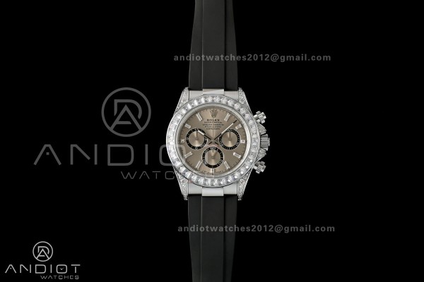 Daytona 126539 Gain Weight Diamond Bezel QF Silver Dial T Diamond On Oysterflex Strap SH4131 (Free Sprung)