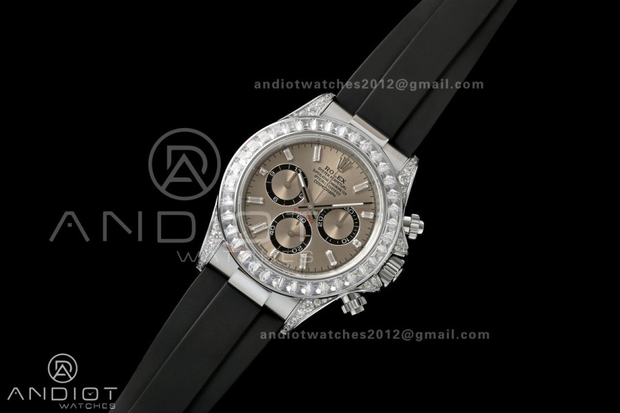 Daytona 126539 Gain Weight Diamond Bezel QF Silver Dial T Diamond On Oysterflex Strap SH4131 (Free Sprung)