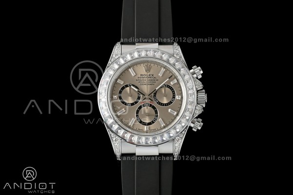 Daytona 126539 Gain Weight Diamond Bezel QF Silver Dial T Diamond On Oysterflex Strap SH4131 (Free Sprung)