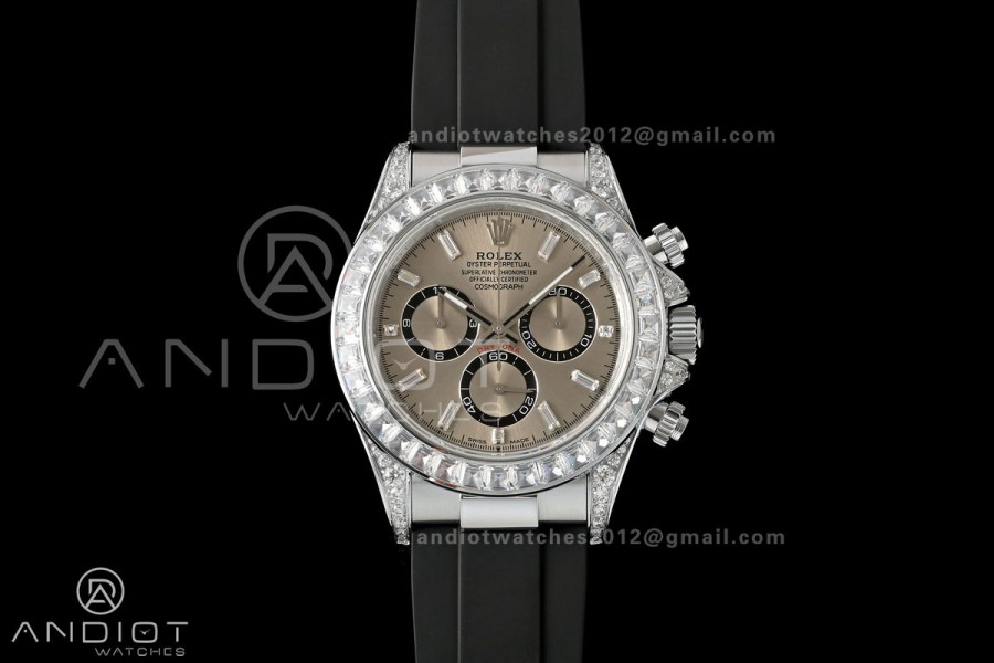 Daytona 126539 Gain Weight Diamond Bezel QF Silver Dial T Diamond On Oysterflex Strap SH4131 (Free Sprung)