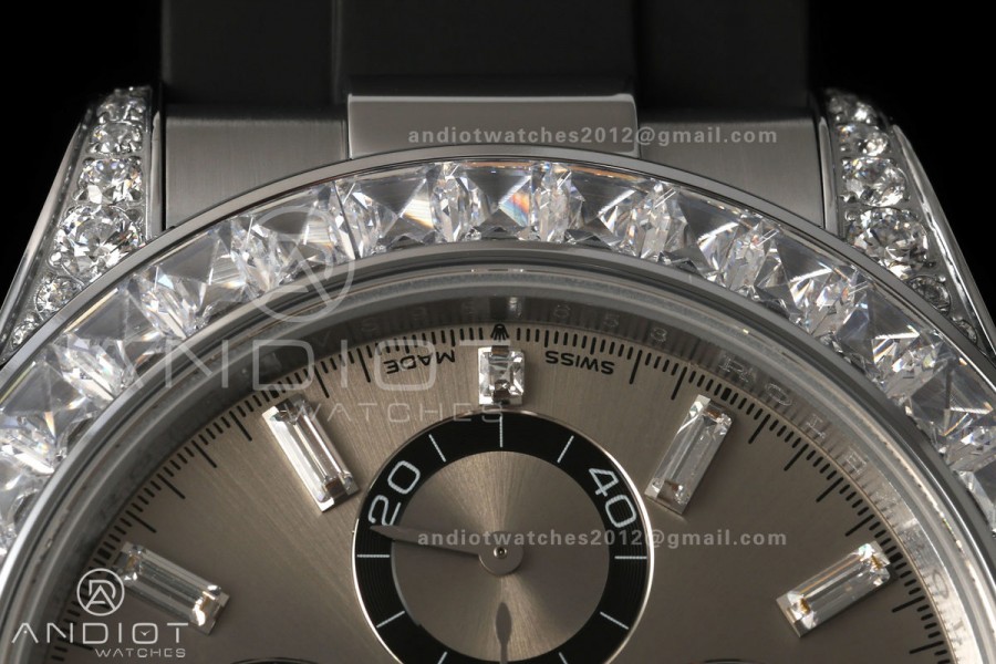 Daytona 126539 Gain Weight Diamond Bezel QF Silver Dial T Diamond On Oysterflex Strap SH4131 (Free Sprung)