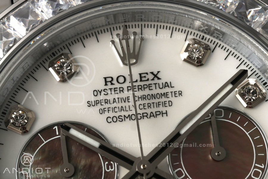 Daytona 126589 Gain Weight QF White MOP Dial Diamond Marker On Oysterflex Rubber Strap SH4131 (Free Sprung)
