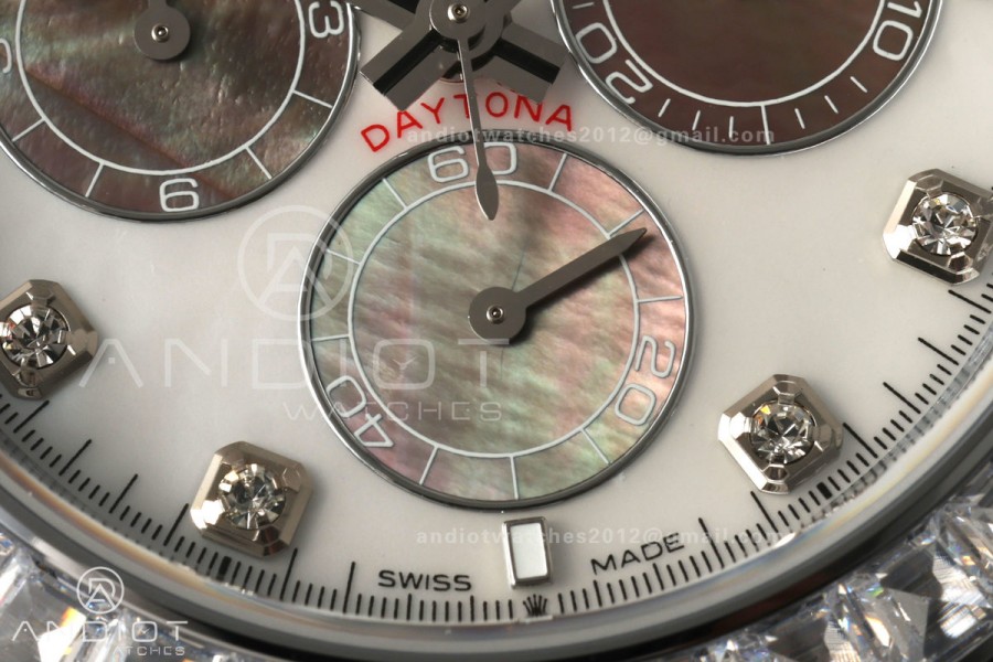 Daytona 126589 Gain Weight QF White MOP Dial Diamond Marker On Oysterflex Rubber Strap SH4131 (Free Sprung)