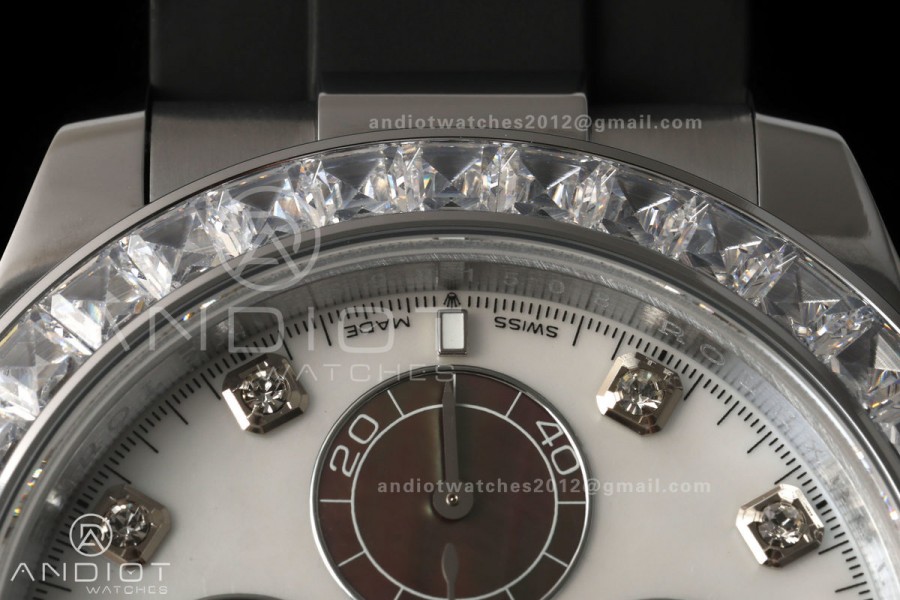 Daytona 126589 Gain Weight QF White MOP Dial Diamond Marker On Oysterflex Rubber Strap SH4131 (Free Sprung)