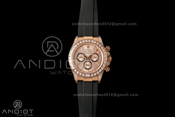 Daytona 126535 Gain Weight Diamond Bezel QF RG Dial T Diamond Marker On Oysterflex Strap SH4131 (Free Sprung)