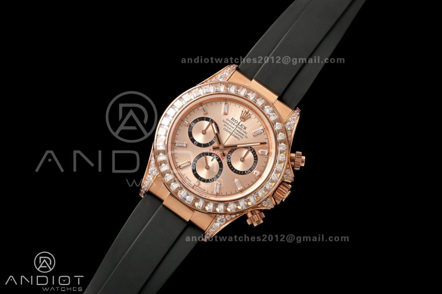 Daytona 126535 Gain Weight Diamond Bezel QF RG Dial T Diamond Marker On Oysterflex Strap SH4131 (Free Sprung)