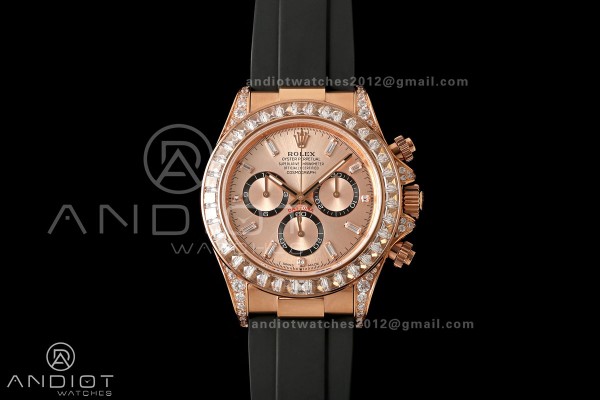 Daytona 126535 Gain Weight Diamond Bezel QF RG Dial T Diamond Marker On Oysterflex Strap SH4131 (Free Sprung)