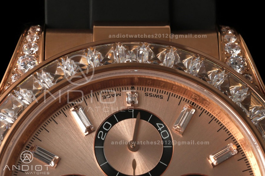 Daytona 126535 Gain Weight Diamond Bezel QF RG Dial T Diamond Marker On Oysterflex Strap SH4131 (Free Sprung)