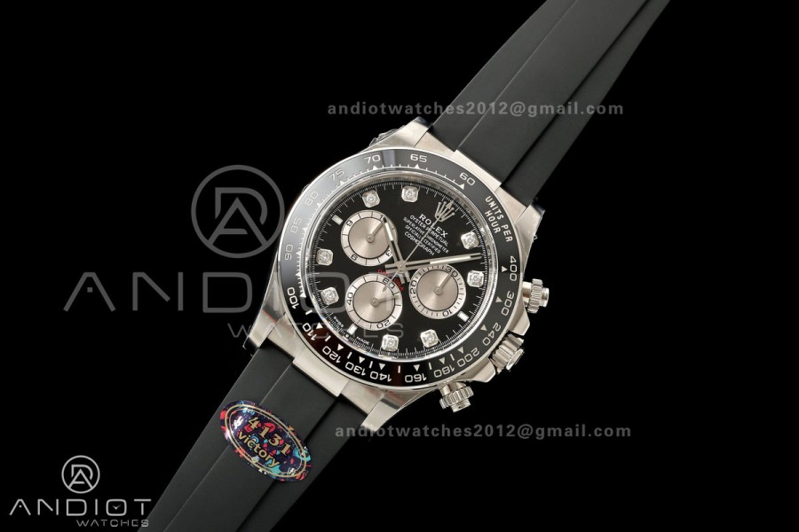 Daytona 126519 VF 1:1 Best Edition Black/Silver Diamonds Dial on Oysterflex Strap DD4131