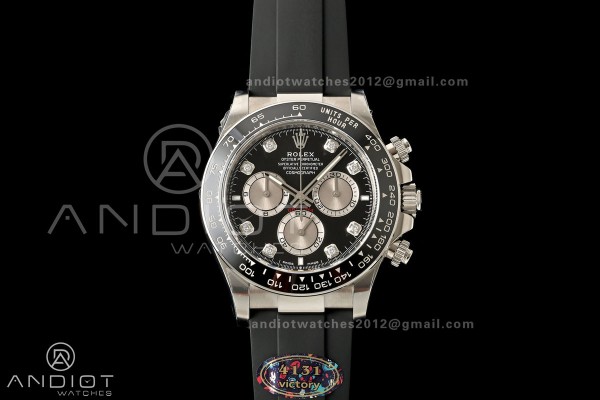 Daytona 126519 VF 1:1 Best Edition Black/Silver Diamonds Dial on Oysterflex Strap DD4131