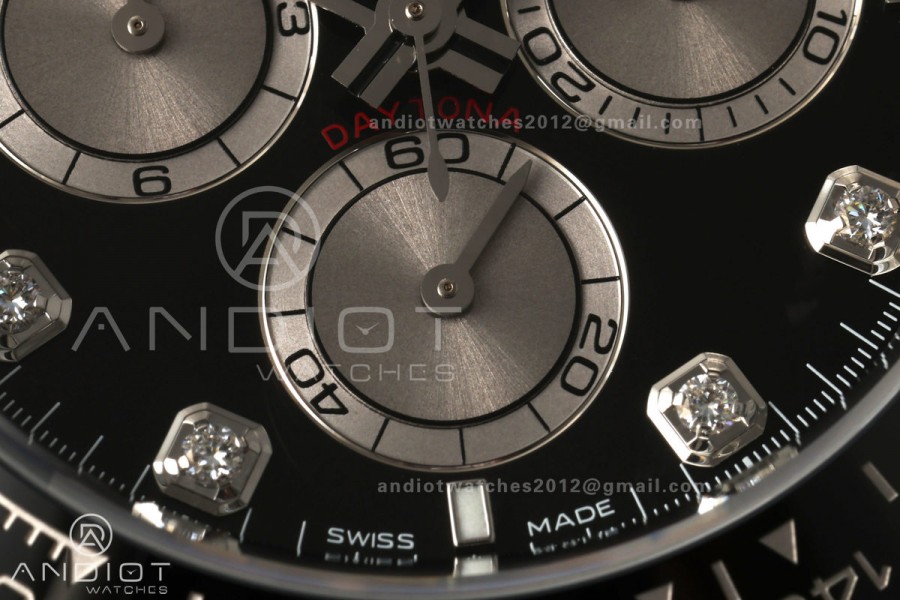 Daytona 126519 VF 1:1 Best Edition Black/Silver Diamonds Dial on Oysterflex Strap DD4131