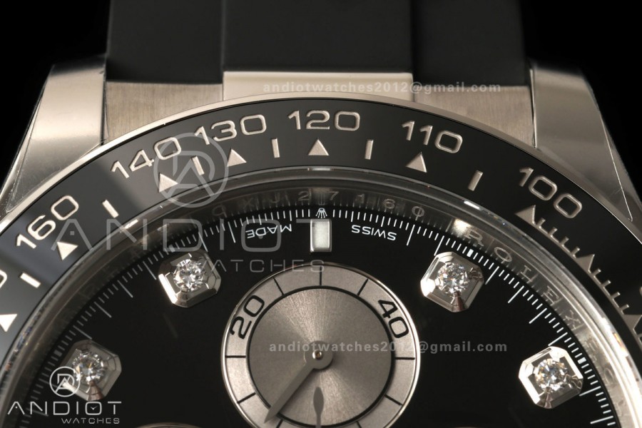 Daytona 126519 VF 1:1 Best Edition Black/Silver Diamonds Dial on Oysterflex Strap DD4131