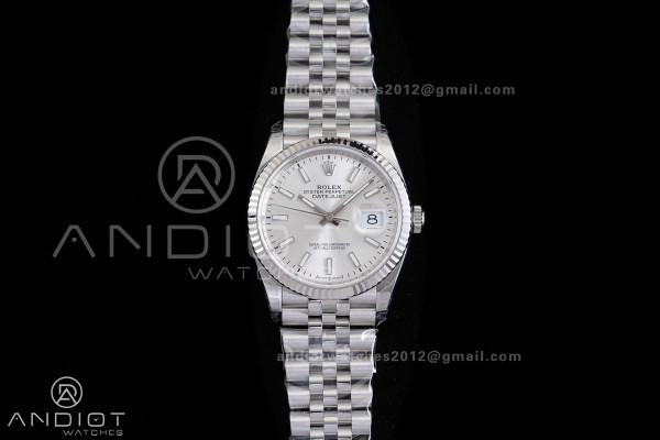 DateJust 36 SS 126234 VSF 1:1 Best Edition 904L Steel Silver Stick Dial on Jubilee Bracelet VS3235 V2