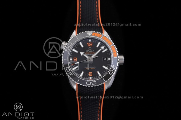 Planet Ocean 43.5mm SS VSF 1:1 Best Edition Black/Orange Bezel Black Dial on Nylon Strap A8900 Super Clone V2