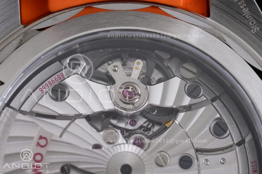 Planet Ocean 43.5mm SS VSF 1:1 Best Edition Black/Orange Bezel Black Dial on Nylon Strap A8900 Super Clone V2