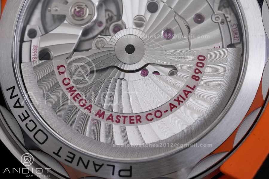 Planet Ocean 43.5mm SS VSF 1:1 Best Edition Black/Orange Bezel Black Dial on Nylon Strap A8900 Super Clone V2