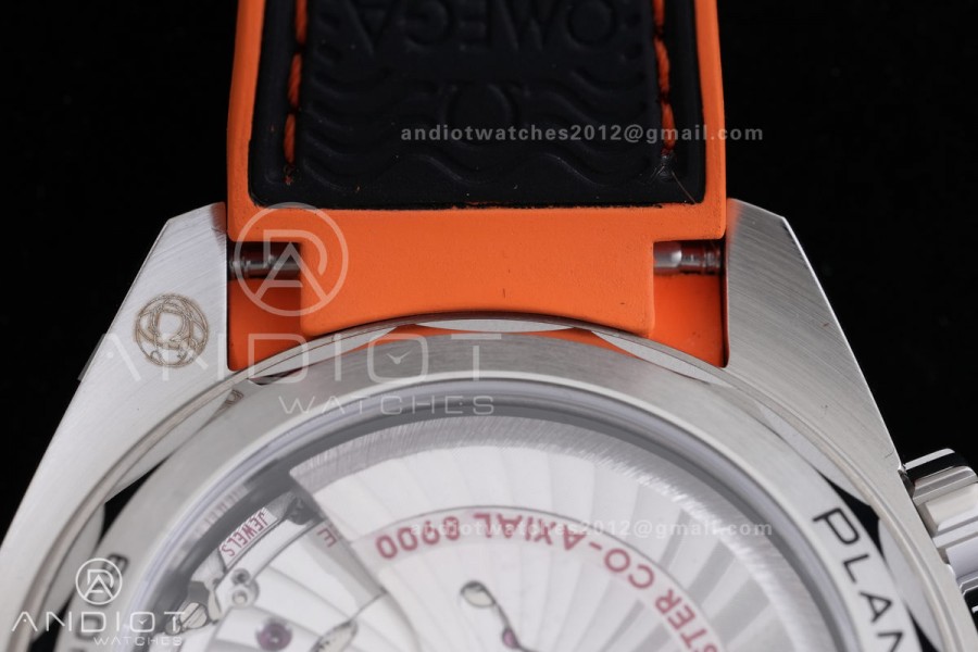 Planet Ocean 43.5mm SS VSF 1:1 Best Edition Black/Orange Bezel Black Dial on Nylon Strap A8900 Super Clone V2