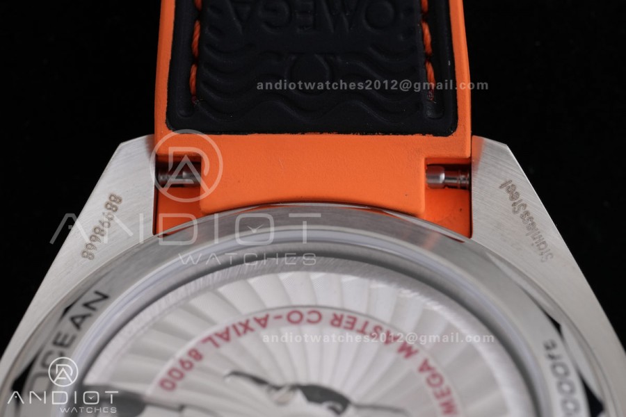 Planet Ocean 43.5mm SS VSF 1:1 Best Edition Black/Orange Bezel Black Dial on Nylon Strap A8900 Super Clone V2