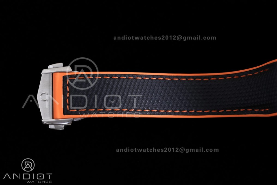Planet Ocean 43.5mm SS VSF 1:1 Best Edition Black/Orange Bezel Black Dial on Nylon Strap A8900 Super Clone V2