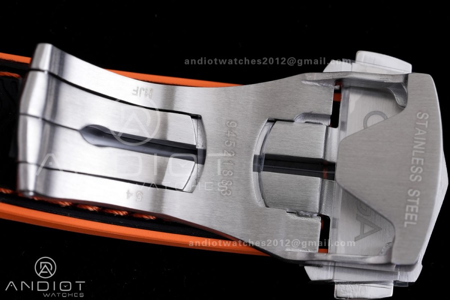Planet Ocean 43.5mm SS VSF 1:1 Best Edition Black/Orange Bezel Black Dial on Nylon Strap A8900 Super Clone V2