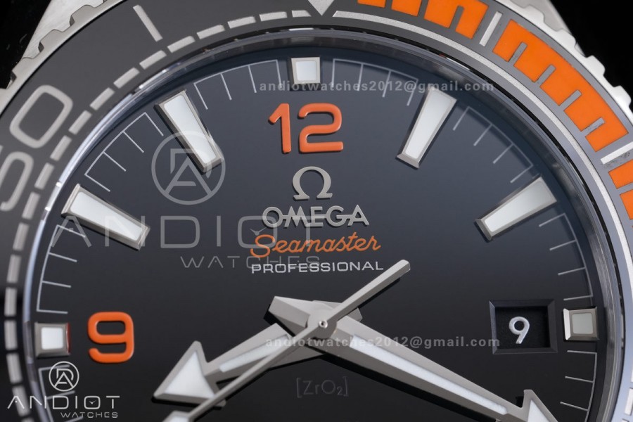 Planet Ocean 43.5mm SS VSF 1:1 Best Edition Black/Orange Bezel Black Dial on Nylon Strap A8900 Super Clone V2