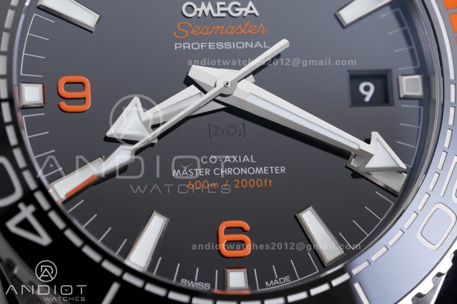 Planet Ocean 43.5mm SS VSF 1:1 Best Edition Black/Orange Bezel Black Dial on Nylon Strap A8900 Super Clone V2