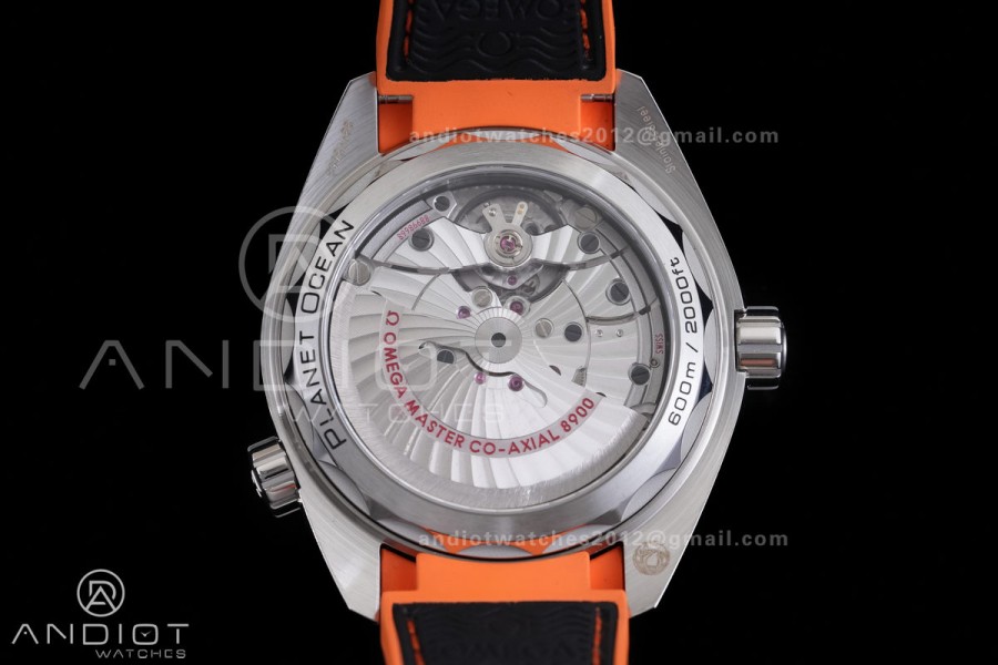 Planet Ocean 43.5mm SS VSF 1:1 Best Edition Black/Orange Bezel Black Dial on Nylon Strap A8900 Super Clone V2