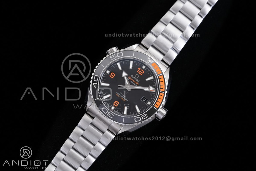 Planet Ocean 43.5mm SS VSF 1:1 Best Edition Black/Orange Bezel Black Dial on SS Bracelet A8900 Super Clone V2