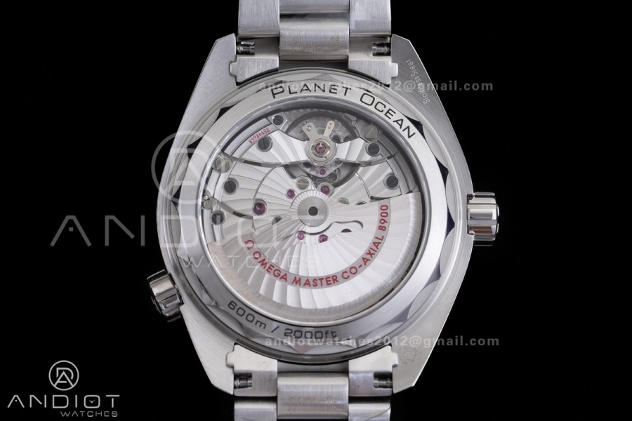 Planet Ocean 43.5mm SS VSF 1:1 Best Edition Black/Orange Bezel Black Dial on SS Bracelet A8900 Super Clone V2