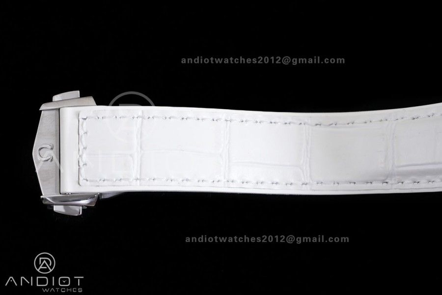 Planet Ocean 39.5mm White Ceramic Bezel SS VSF 1:1 Best Edition White Dial On White Rubber Strap Super Clone Asian 8800