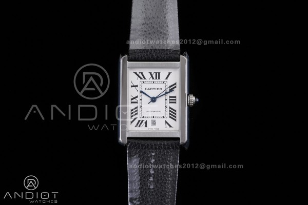 Tank Solo 31mm SS AF 1:1 Best Edition White Dial on Black Leather Strap MIYOTA 9015