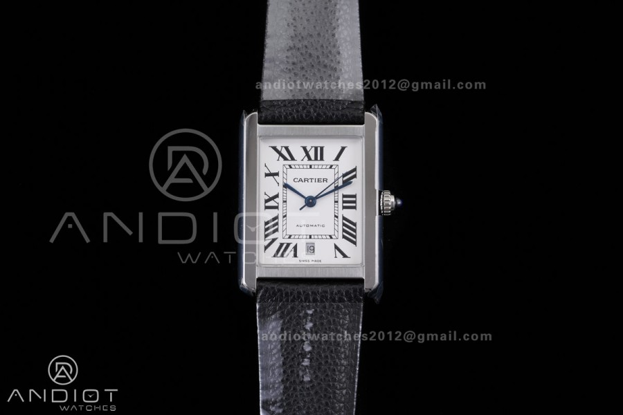 Tank Solo 31mm SS AF 1:1 Best Edition White Dial on Black Leather Strap MIYOTA 9015