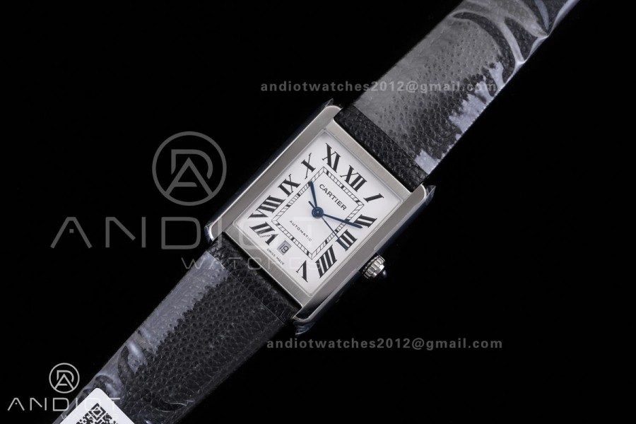 Tank Solo 31mm SS AF 1:1 Best Edition White Dial on Black Leather Strap MIYOTA 9015