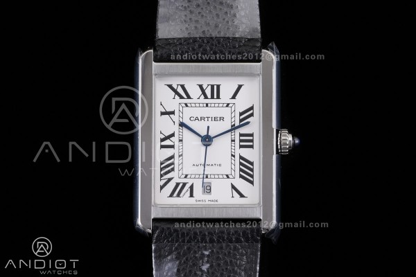 Tank Solo 31mm SS AF 1:1 Best Edition White Dial on Black Leather Strap MIYOTA 9015