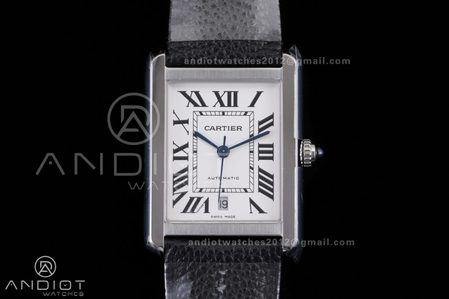 Tank Solo 31mm SS AF 1:1 Best Edition White Dial on Black Leather Strap MIYOTA 9015