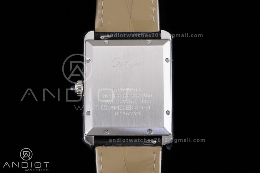 Tank Solo 31mm SS AF 1:1 Best Edition White Dial Diamonds Bezel on Black Leather Strap MIYOTA 9015