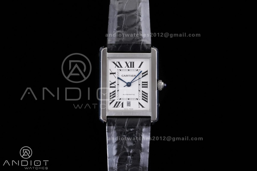 Tank Solo 31mm SS AF 1:1 Best Edition White Dial on Black Croco Strap MIYOTA 9015