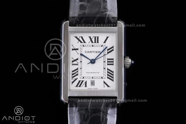 Tank Solo 31mm SS AF 1:1 Best Edition White Dial on Black Croco Strap MIYOTA 9015