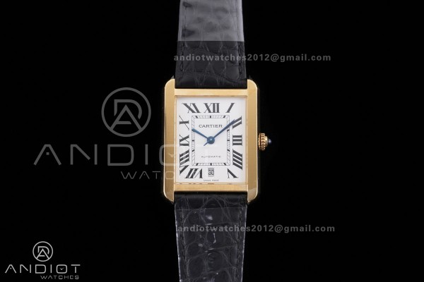 Tank Solo 31mm YG AF 1:1 Best Edition White Dial on Black Croco Strap MIYOTA 9015