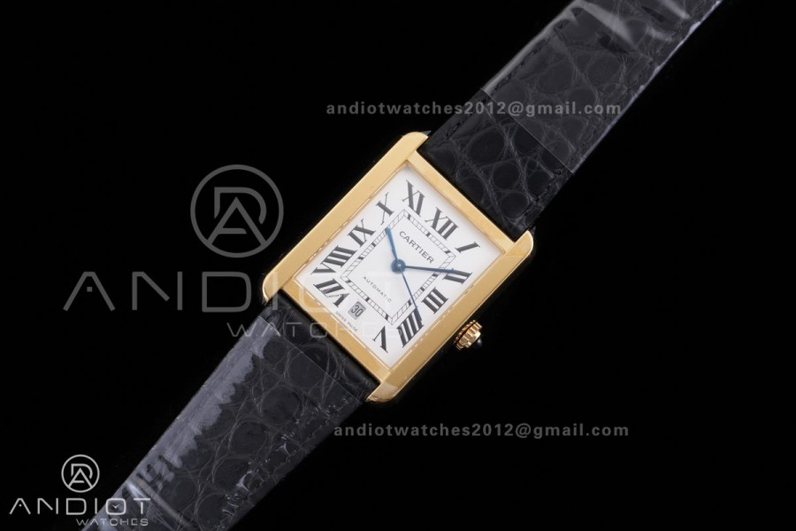 Tank Solo 31mm YG AF 1:1 Best Edition White Dial on Black Croco Strap MIYOTA 9015