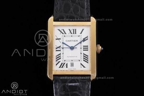 Tank Solo 31mm YG AF 1:1 Best Edition White Dial on Black Croco Strap MIYOTA 9015