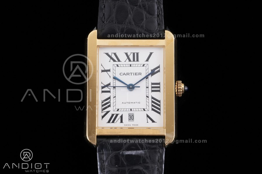 Tank Solo 31mm YG AF 1:1 Best Edition White Dial on Black Croco Strap MIYOTA 9015