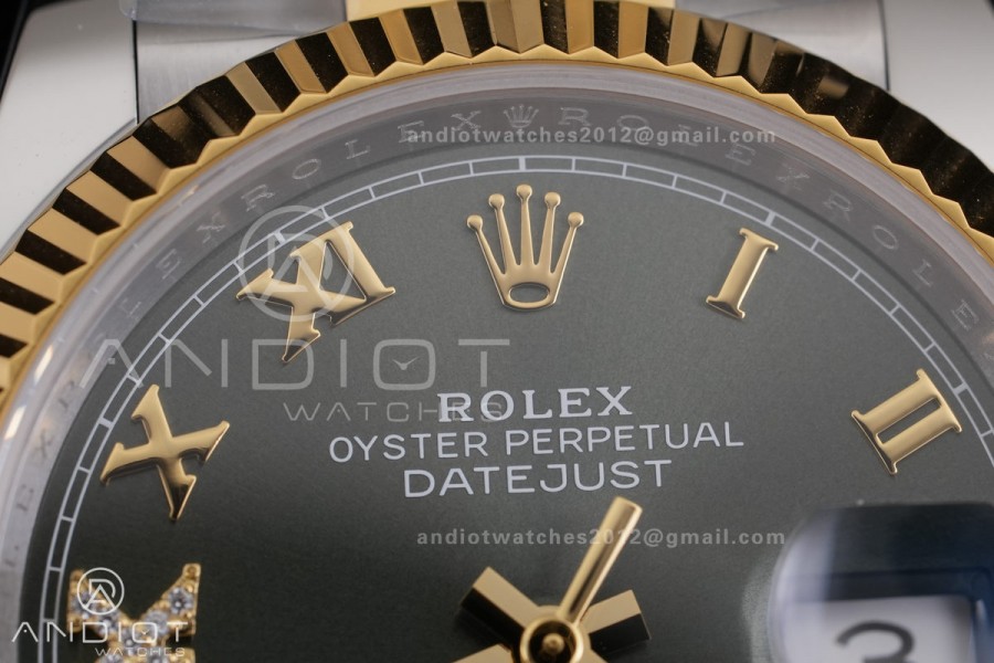 DateJust 36 SS/YG 126233 ARF 1:1 Best Edition Green Roman Diamonds Dial on Jubilee Bracelet DD3235