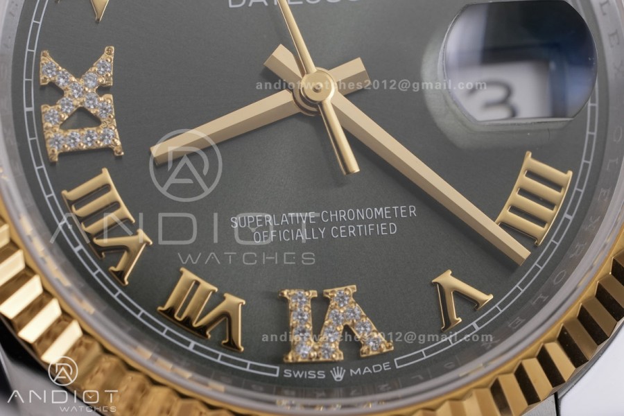 DateJust 36 SS/YG 126233 ARF 1:1 Best Edition Green Roman Diamonds Dial on Jubilee Bracelet DD3235