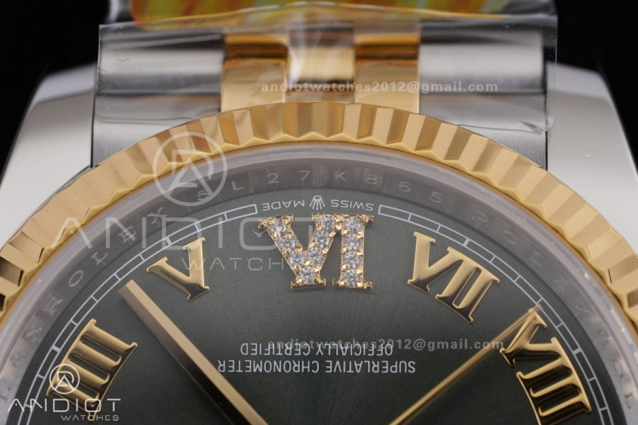 DateJust 36 SS/YG 126233 ARF 1:1 Best Edition Green Roman Diamonds Dial on Jubilee Bracelet DD3235