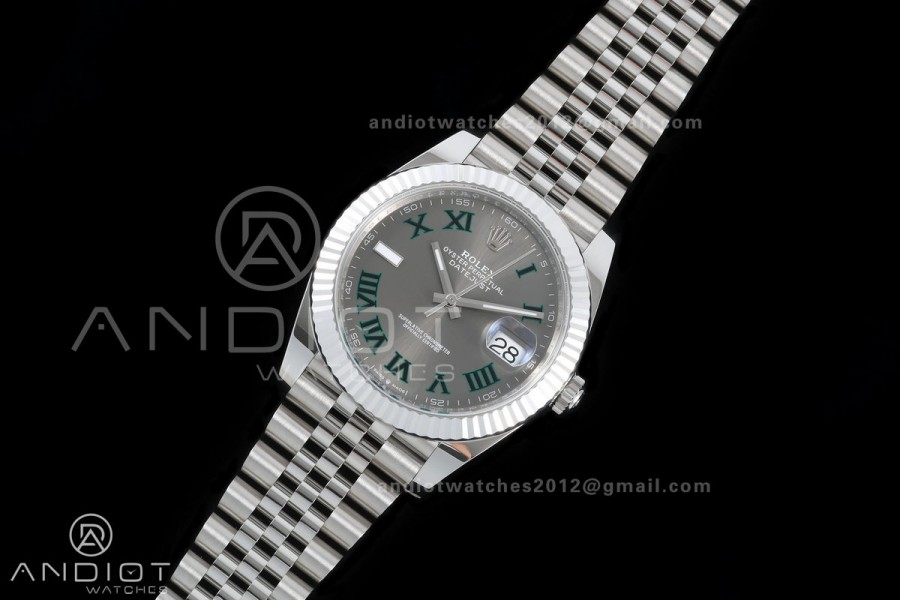 DateJust 41 126334 GOLD Maker 1:1 Best Edition Gray Dial Green Roman on Jubilee Bracelet JH3235 (Free Sprung)